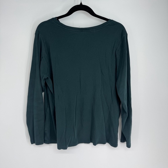 J. Jill Casual Organic Cotton Long Sleeve U Neck Middle Seam Full Length Top - Picture 2 of 3